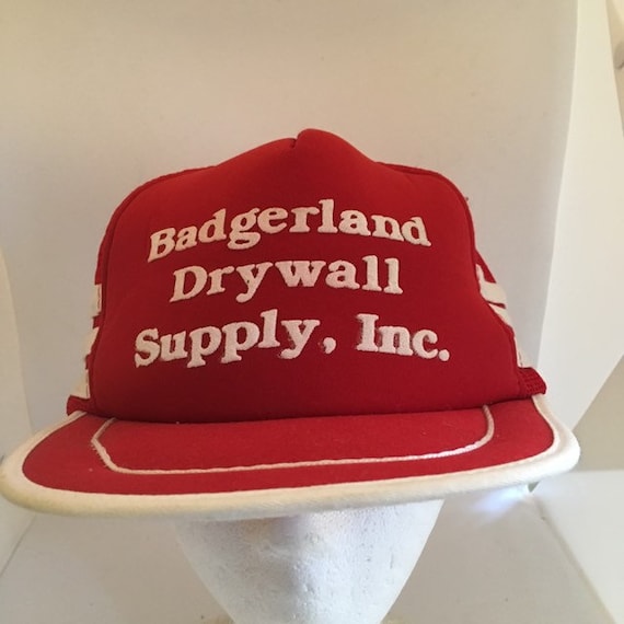 Vintage badgerland drywall 3 stripes Trucker Snap… - image 2