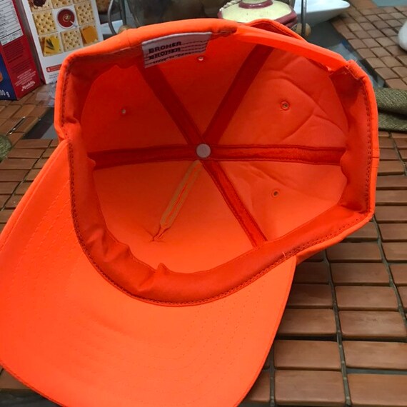 Vintage blank orange Trucker Snapback Hat 1990s - image 4