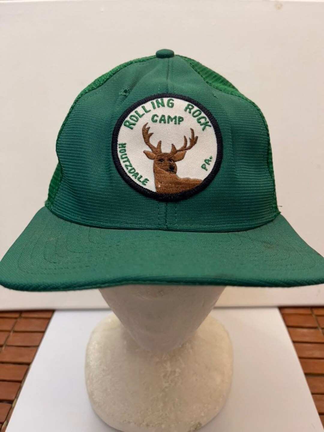 Vintage Rolling Rock Camp Pennsylvania Trucker Snapback Hat Adjustable ...