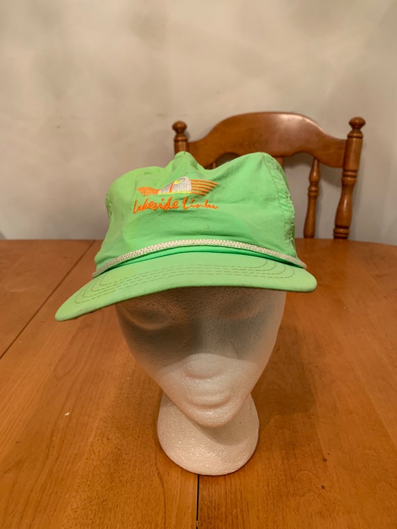 Vintage neon Strapback hat 1990s 80s R1 - image 1