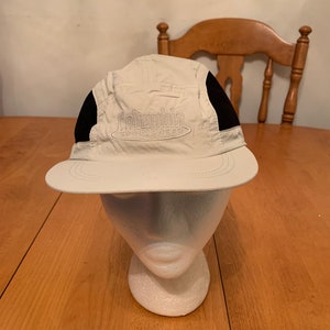 Vintage Columbia PFG Fishing Hat Cap White Long Bill w/ Clip Pouch 6 Panel  LARGE