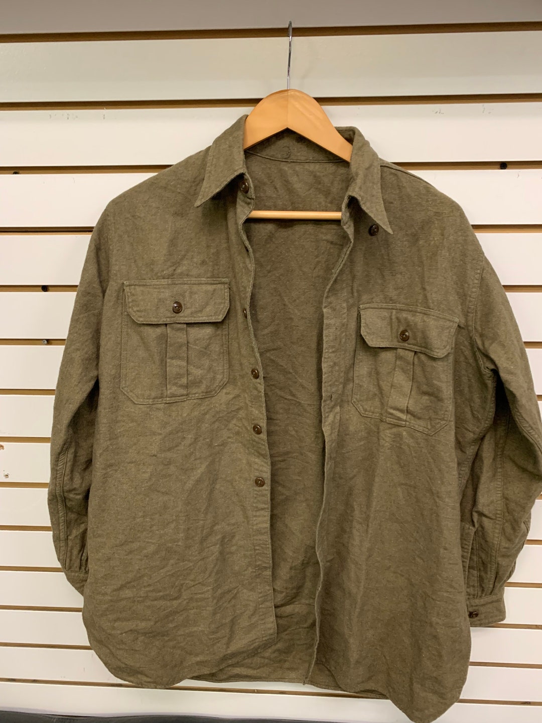 Vintage US Army Button up Shirt Size Large 50s Etsy