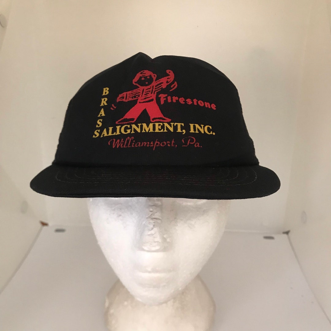 Vintage Firestone Brass Alignment Inc Trucker Snapback Hat Adjustable ...