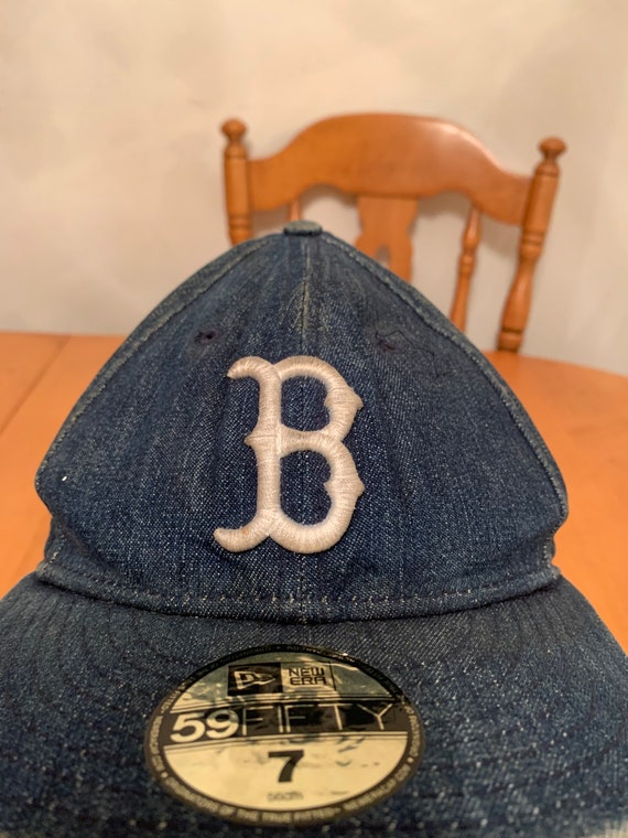 Vintage Boston Red Sox denim fitted hat 1990s 80s - image 2