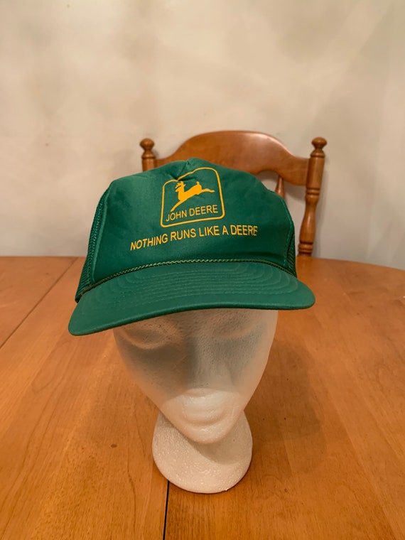 Casquette Snapback Vintage John Deere Blanc Et Vert - Taille Ajustable, En Coton, D'occasion
