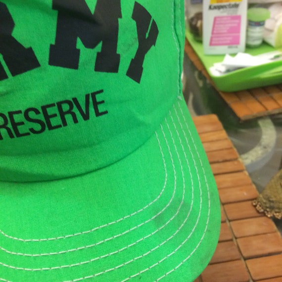 Vintage Army reserve neon green Trucker Snapback … - image 3