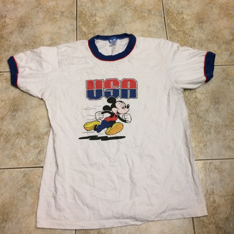 Vintage Mickey Mouse team USA Disney T Shirt 1980s Size medium