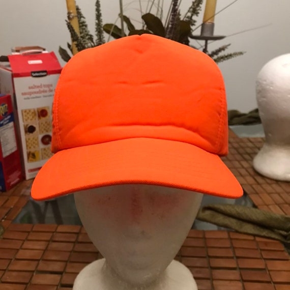 Vintage blank orange Trucker Snapback Hat 1990s - image 1
