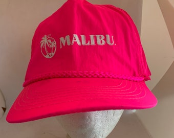 Vintage Malibu Neon pink Trucker Snapback hat 1990s 80s O2