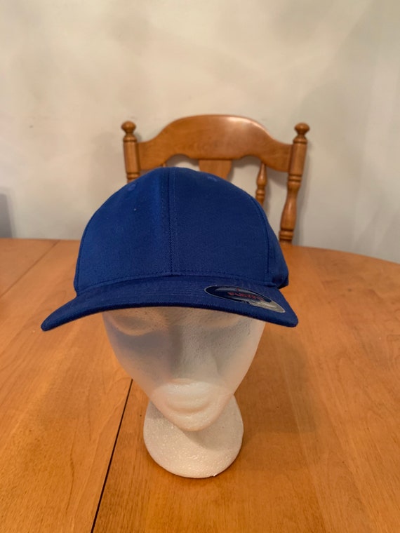 Vintage blue flex fitted hat 1990s 80s R1 - image 1