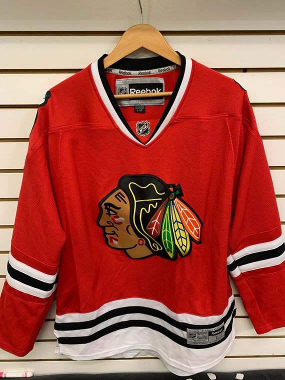 ShopCrystalRags Chicago Blackhawks, NHL One of A Kind Vintage Sweatshirt with Crystal Star Design