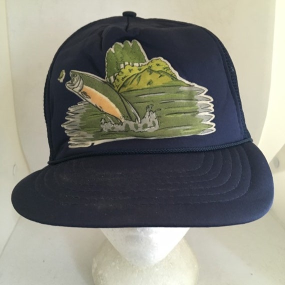 Vintage Fish Trucker SnapBack Hat cap 1980s 90s 1990s D4