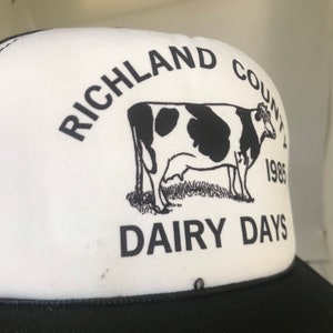 Vintage Richland Country dairy days Trucker Snapback hat adjustable 1985 image 3
