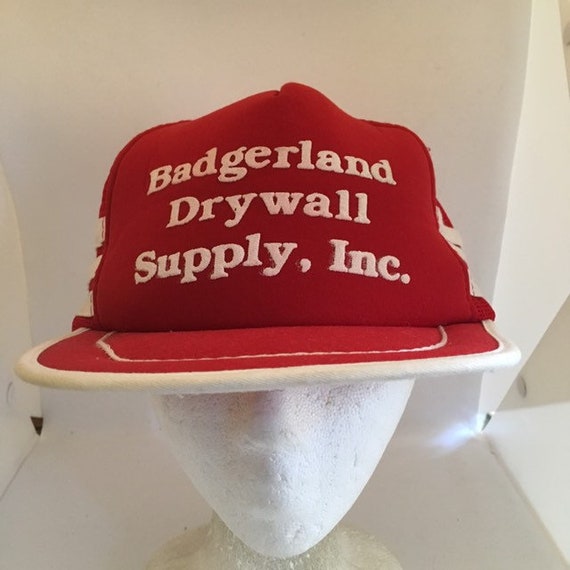 Vintage badgerland drywall 3 stripes Trucker SnapBack… Gem