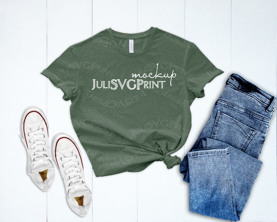 Bella Canvas 3001 Heather Military Green Mockup Bella Canvas T Etsy