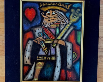King Of Hearts Original Painting on Board by Joudain