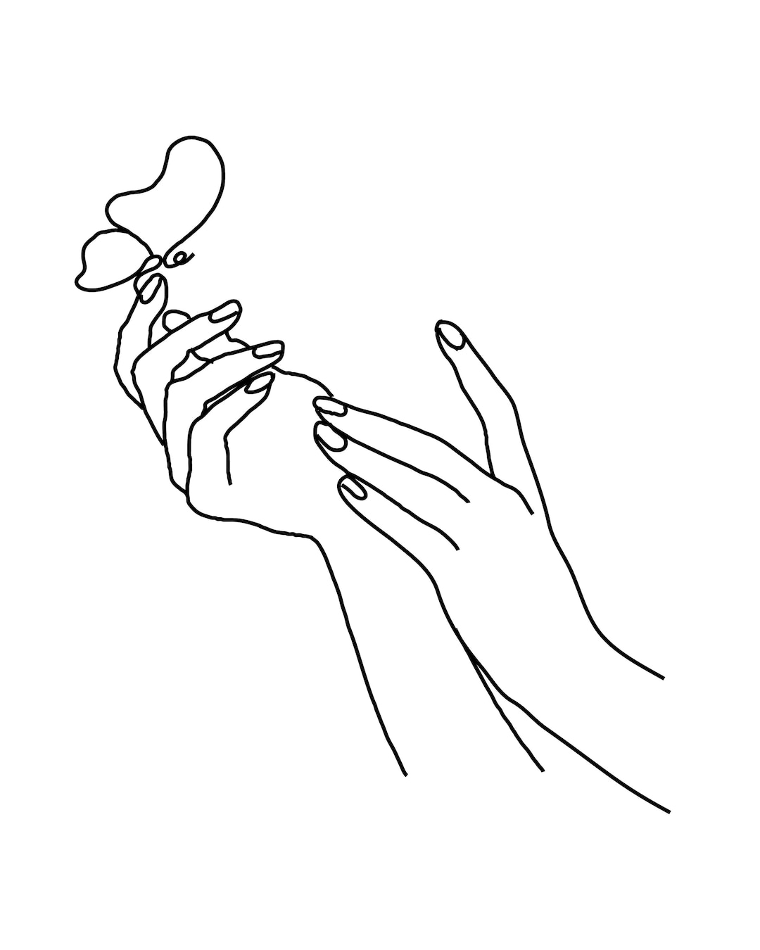 Minimalist Line Art Black & White DIGITAL PRINTS Set of 4 8 X 10