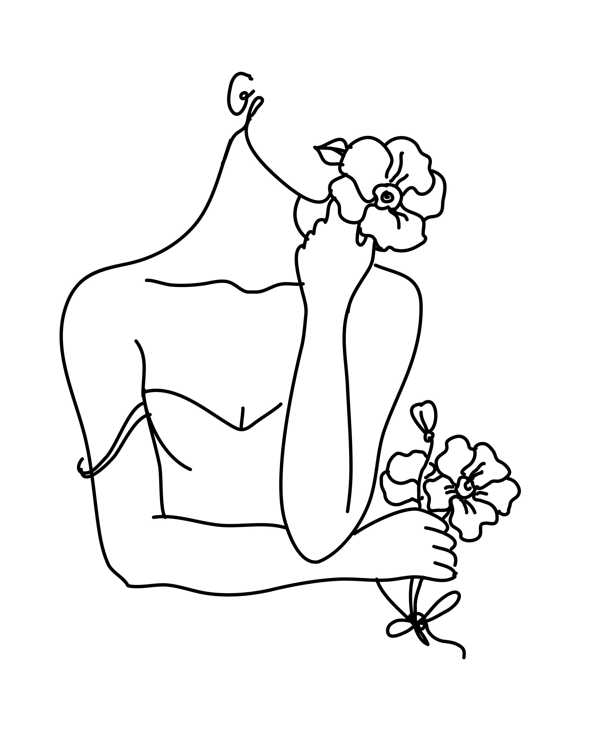 Minimalist Line Art Black & White DIGITAL PRINTS Set of 4 8 X 10