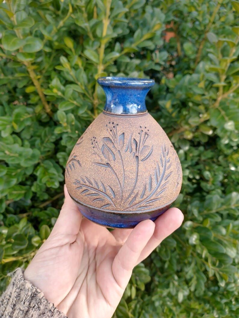 Small blue wildflower vase
