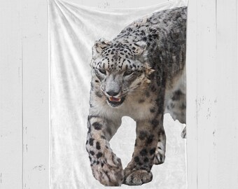 Snow Leopard Blanket, Snow Leopard Throw, Snow Leopard Lover Gift, Gift Idea