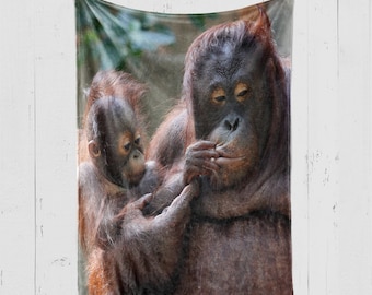 18x18 Orangutan Lover Clothing Gifts Orangutan Retro Vintage 60s 70s Sunset Mammal Animal Men Throw Pillow Multicolor