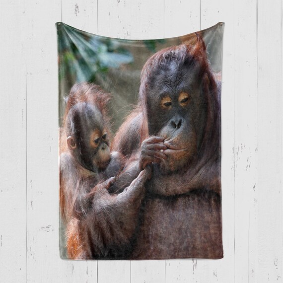 Orangutan and Baby Blanket Orangutan Throw Orangutan Lover Gift Gifts Etsy