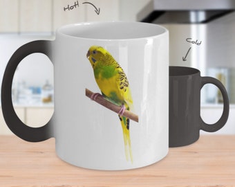 Parakeet Color Changing Mug,  Budgerigar Color Changing Mug, Budgie Color Changing Mug, Parakeet Lover Gift