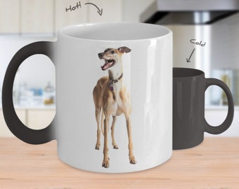 Taza cambiante de color del galgo, taza de cambio de color del galgo, regalo del amante del galgo, idea del regalo
