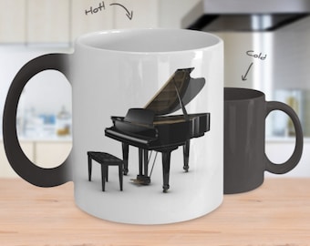 Grand Piano Color Changing Mug, Grand Piano Color Changing Cup, Grand Piano Lover Gift, Gift Idea
