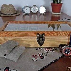 SUPER GIFT - BOX, box, display case, showcase, box for 10 watches, wooden, handmade