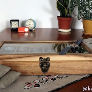 SUPER GIFT - BOX, box, display case, showcase, box for 10 watches, wooden, handmade