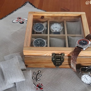 SUPER GIFT - BOX, box, display case, wooden handmade display case for 6 watches