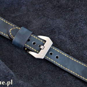 CORREA DE RELOJ hecha a mano, azul marino, 22 mm