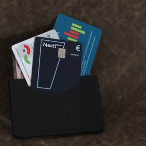 REGALO COOL - Tarjetero tarjetero para 2 tarjetas de visita, piel natural, cosido a mano.