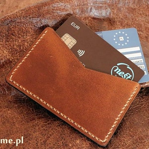 TITULAR DE TARJETA BUSINESS CARD HOLDER para dos tarjetas de cuero natural