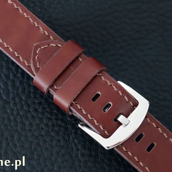 Watch strap brown hand-sewn leather 22 mm FREEBIES