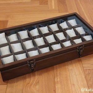 SUPER REGALO - BOX, scatola, vetrina, vetrina in legno fatta a mano per 24 orologi