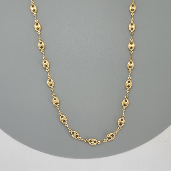 Chaîne à maillons marins puff, chaîne creuse de 5 mm, bijoux en plaqué or, superposition de collier, chaîne d'ancre gonflée, chaîne à boutons tendance, bijoux en gros.