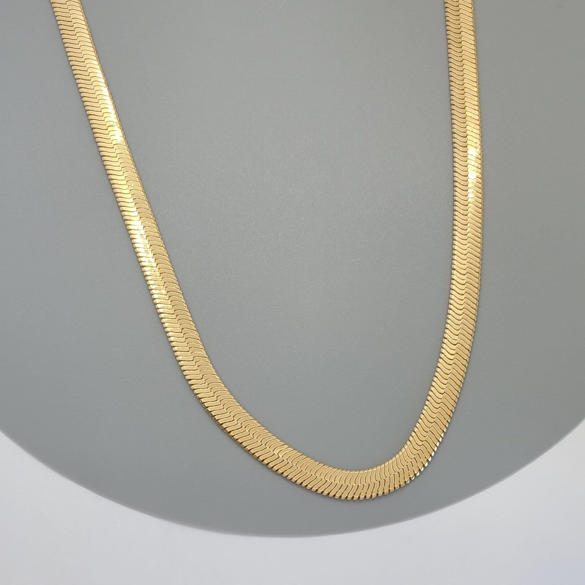 Herringbone Link Chain 7mm Flat Snake Chain 18K Gold Filled
