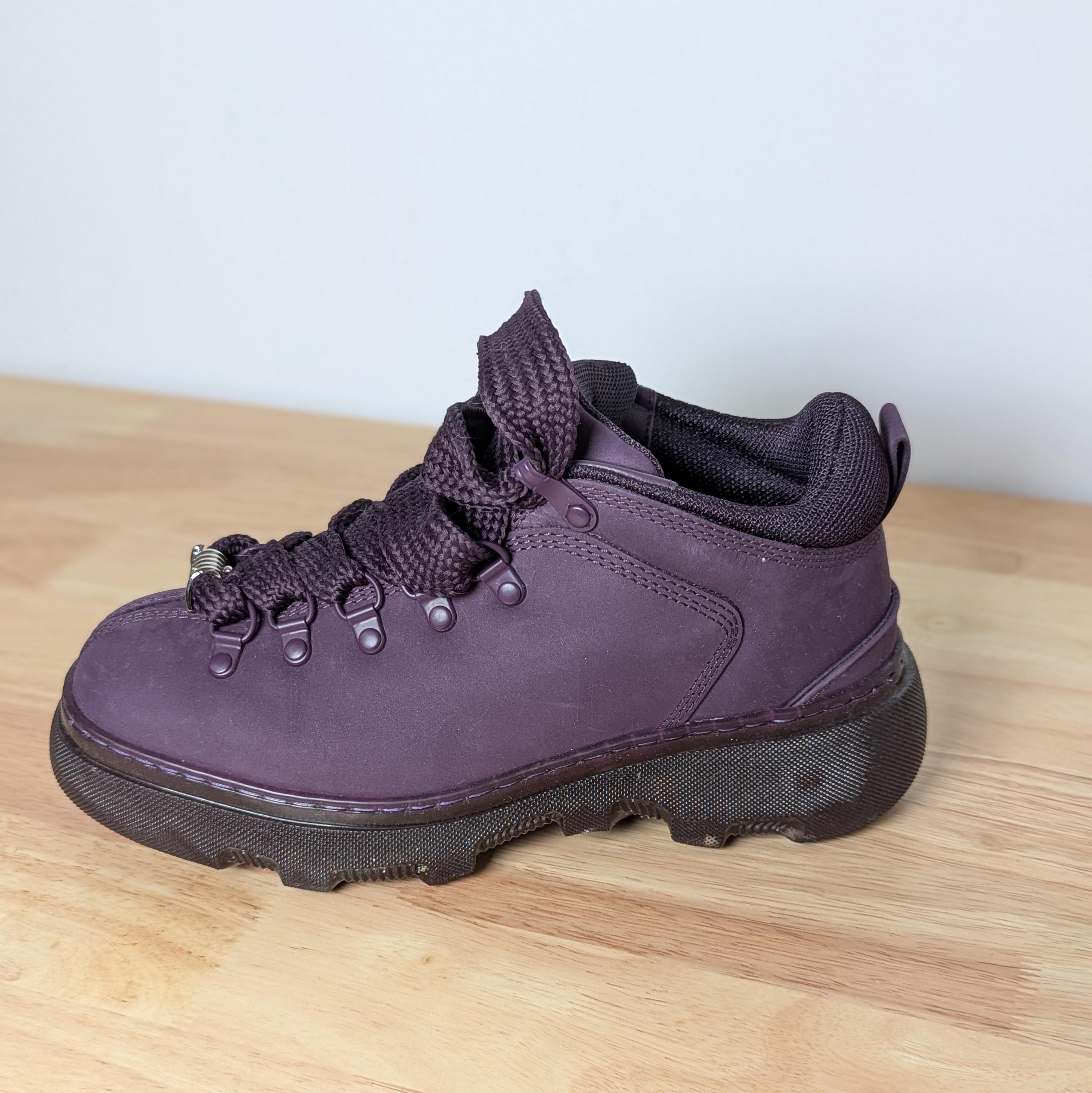Burberry Mens Purple Aubergine Laceup Leather Trek Ankle