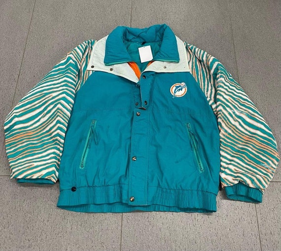 90s Miami Dolphins NFL Zubaz Starter Style Jacket With Tiger Print Sleeves Etsy Canada