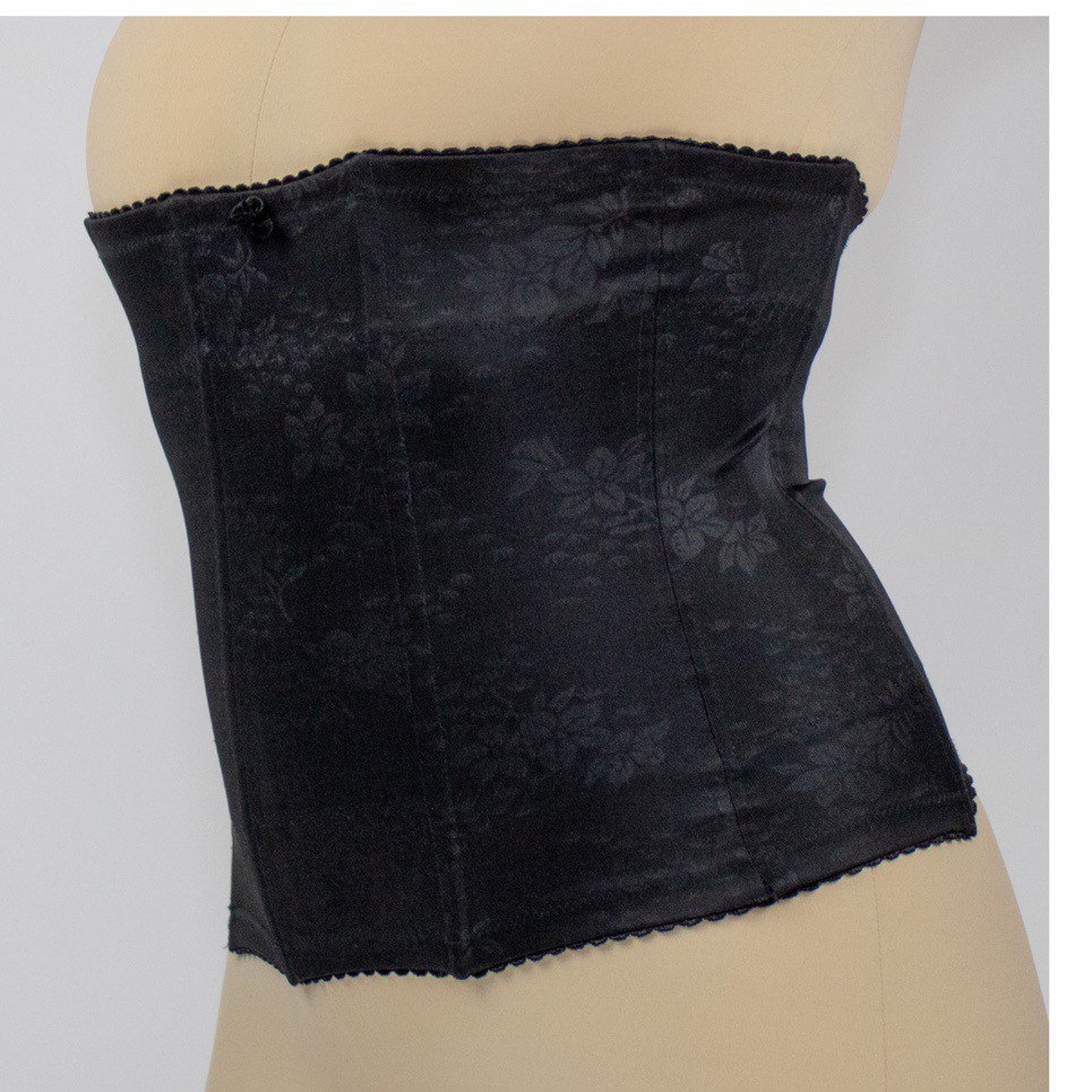 Vintage Black Satin Small Waist Cincher Corset Etsy