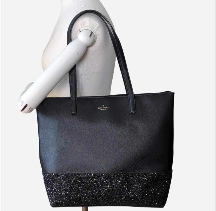 Kate Spade New York Glitter Tote Bag – Black Sparkle Bottom
