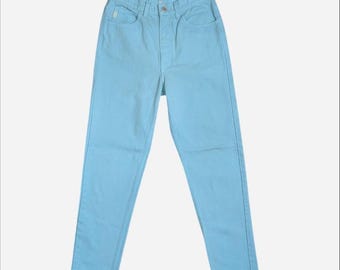 Jeansy Guess w stylu vintage z lat 90., w kolorze jasnoniebieskim/jajko robina, z prostą nogawką, rozmiar 29