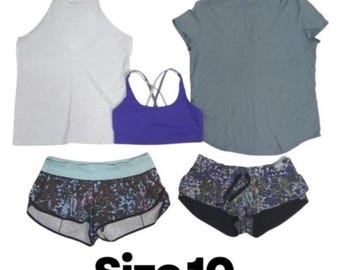 Lululemon Kleidungspaket, Größe 10: Laufshorts, Tanktop, T-Shirt, BH