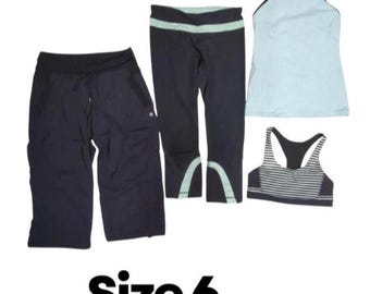 4 piece Lululemon Bundle Size 6 2 capris leggings tank and sports bra
