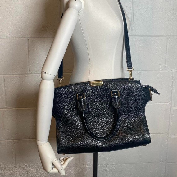 Burberry Black Pebbled Leather Purse Cross Body Bag 