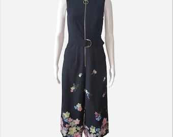 Ted Baker Pergola Zip black floral jumpsuit gold accents Size 0 new with tag wedding, mother of the bride, professional events, summer