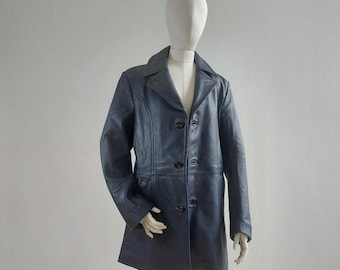 Vintage Canadian Navy Leather Coat