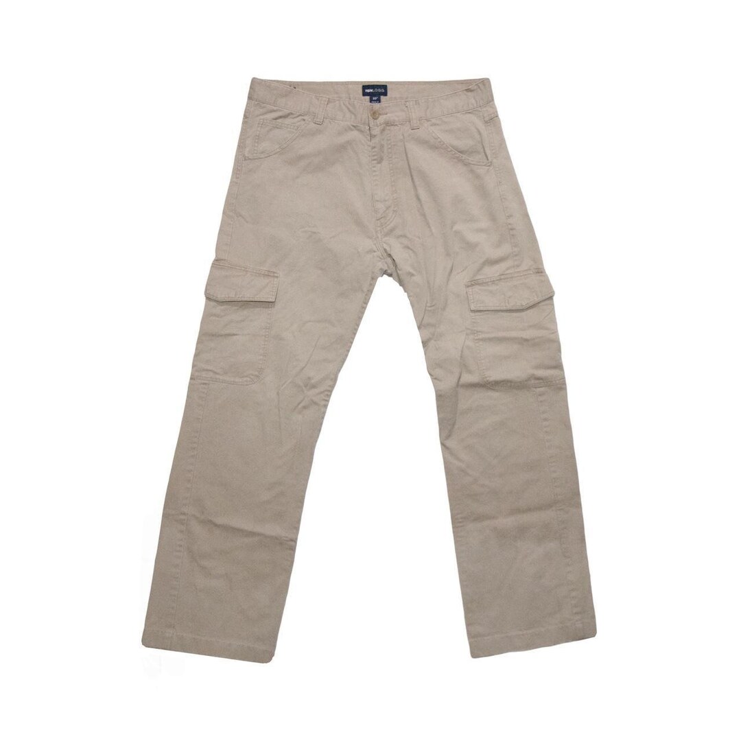 H&M Logg Beige Cargo Utility Pants Baggy Zipper Fly Etsy